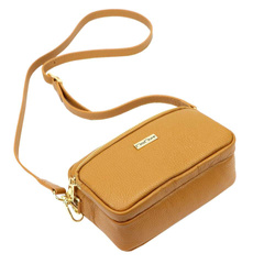 Dámska kožená taška cez rameno MiaMore Camel Natural Leather