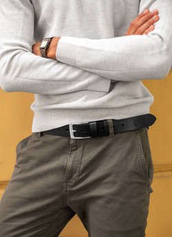 Pánsky kožený opasok STEVENS Prírodná koža 3,5 cm pre džínsy Jeans
